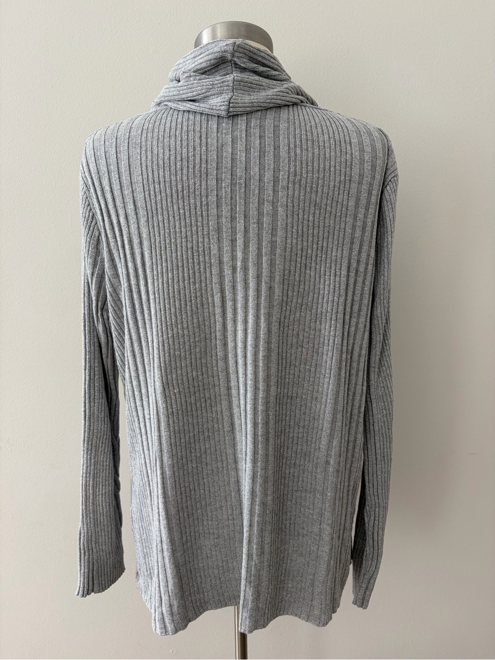 Joseph A Silver Gray Ribbed Cowl Neck Sweater XL Metallic - Picture 6 of 11